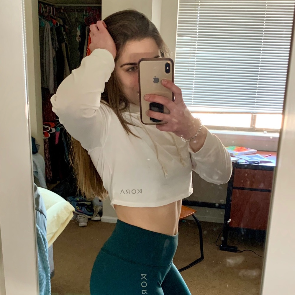 KORA (Now ACTA) Fitness Cropped Hoodie • White - Picture 2 of 2